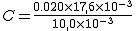 2$C=\frac{0.020\times 17,6\times 10^{-3}}{10,0\times 10^{-3}}